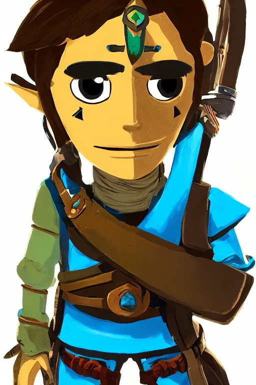 Image similar to an in game portrait of bender rodriguez from the legend of zelda breath of the wild, breath of the wild art style.