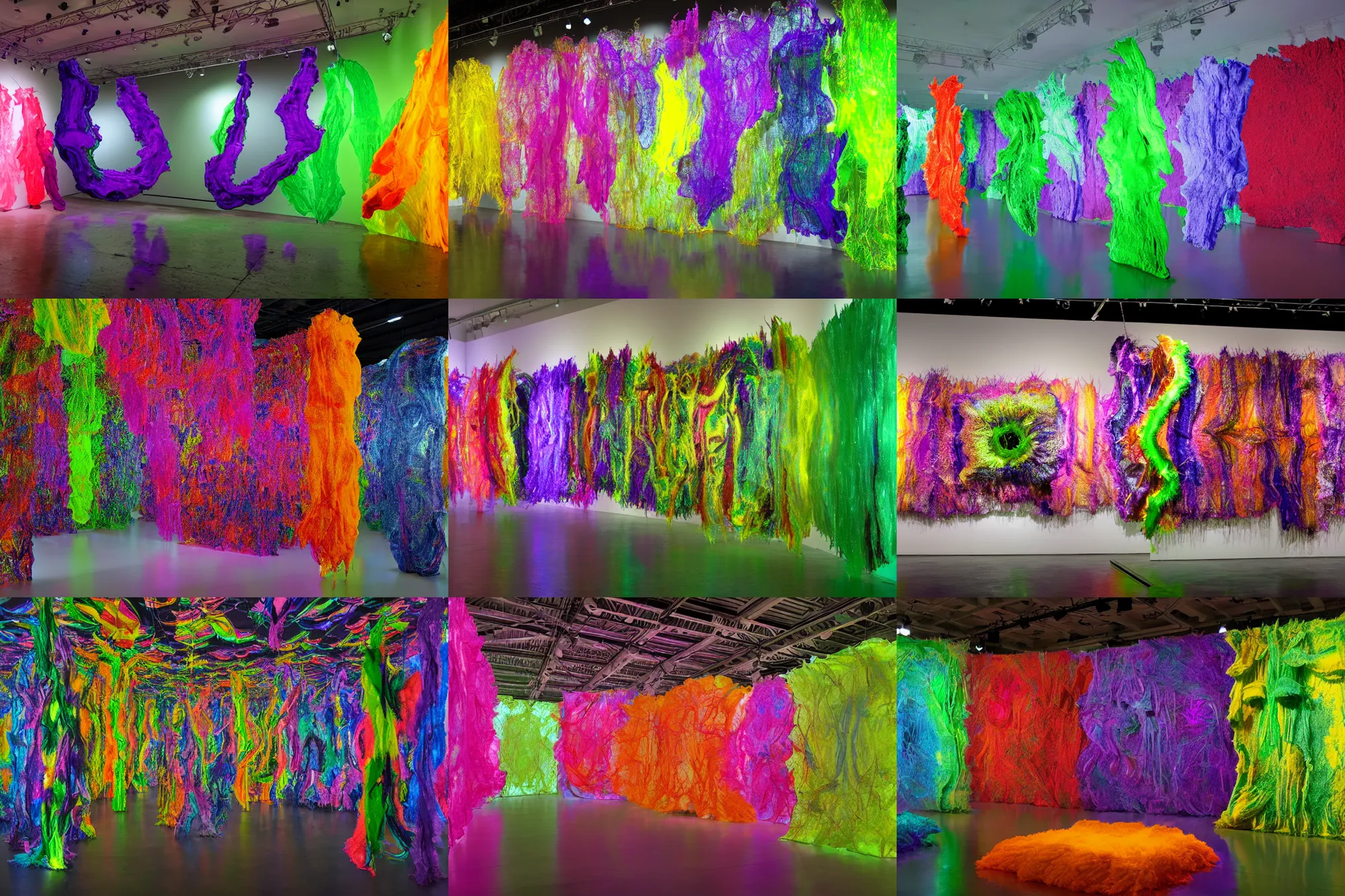 Prompt: Inner experience of the acid horizon, 4K, 8K stunning artwork, haunting, non psychedelic installation by Lynda Benglis