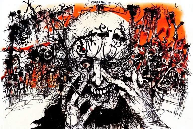 Image similar to drums from hell by ralph steadman