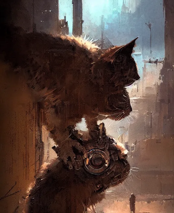 Prompt: cyberpunk cat in the desert by jeremy mann