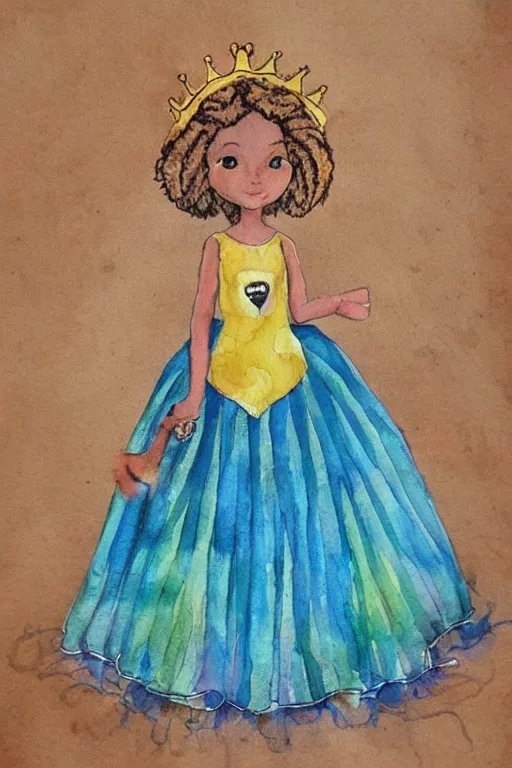 Image similar to lion themed princess dress design, watercolor