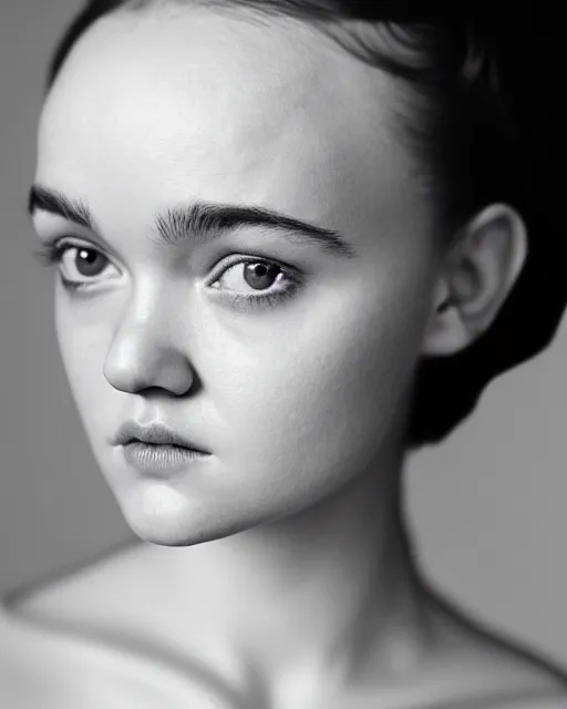 Image similar to symmetrical olivia cooke portrait cream white background, soft diffused light, bjork aesthetic, translucent, by rineke dijkstra, intricate details, highly detailed, masterpiece,