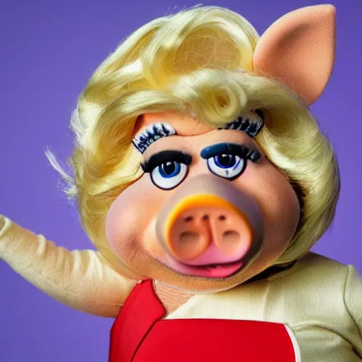 Prompt: donald trump as miss piggy