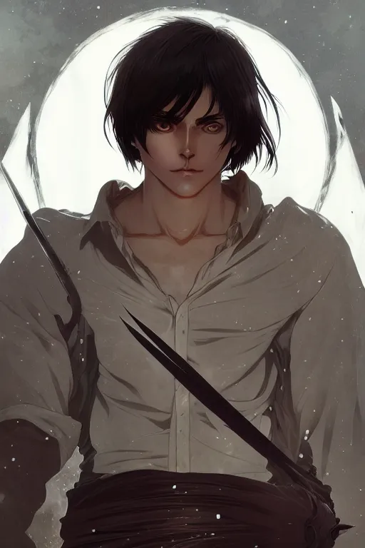 Prompt: a portrait of eren yeager, fantasy, sharp focus, intricate, elegant, digital painting, artstation, matte, highly detailed, concept art, illustration, ambient lighting, art by ilya kuvshinov, artgerm, alphonse mucha, and greg rutkowski