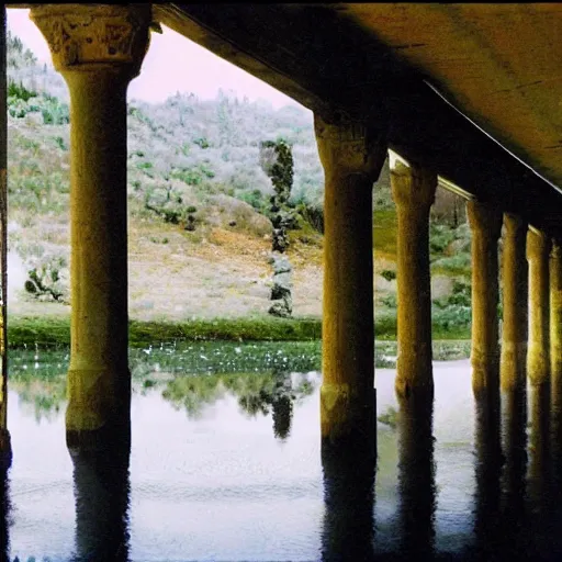 Image similar to Beautiful colored-photo cameraphone 2005 soft liminal Photograph of an infinite water-filled room