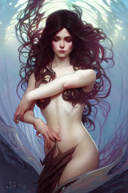 Prompt: ocean, dark fantasy, intricate, elegant, highly detailed, digital painting, artstation, concept art, matte, sharp focus, illustration, art by artgerm and alphonse mucha