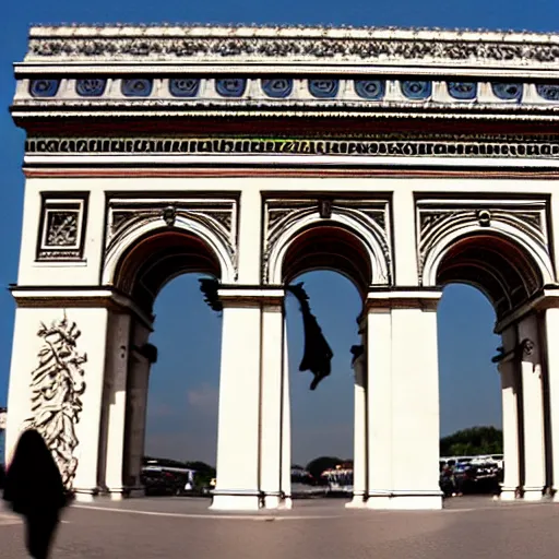 Image similar to the arc du triomphe with a portal leading to another world in it