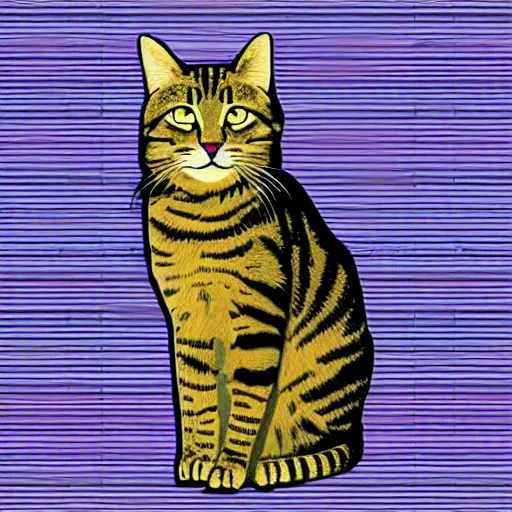 Prompt: Tabby cat acidwave