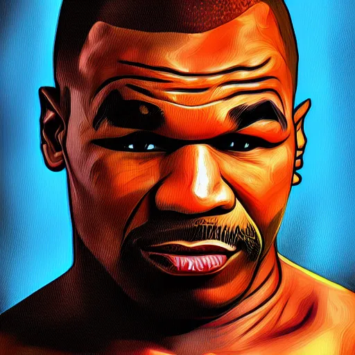 Image similar to Mike tyson grand theft auto art style digital painting artwork
