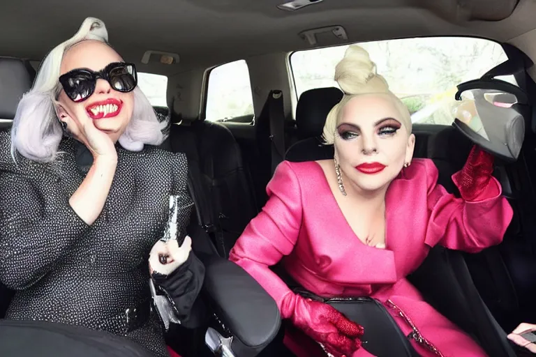 Image similar to lady gaga and judy garland carpool karaoke