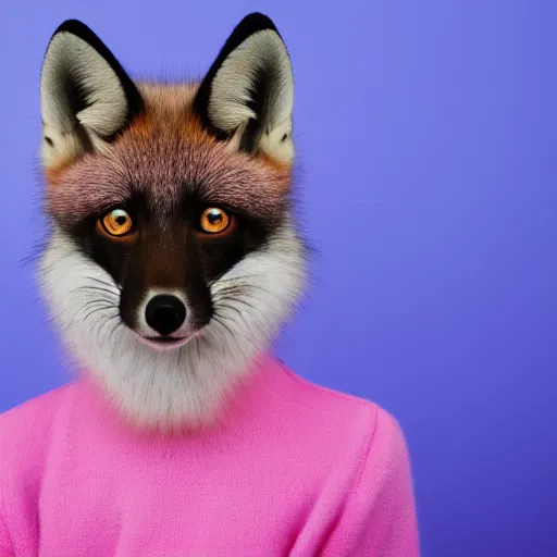 Image similar to pink fox, blue background, 8 k, 8 5 mm f 1. 8