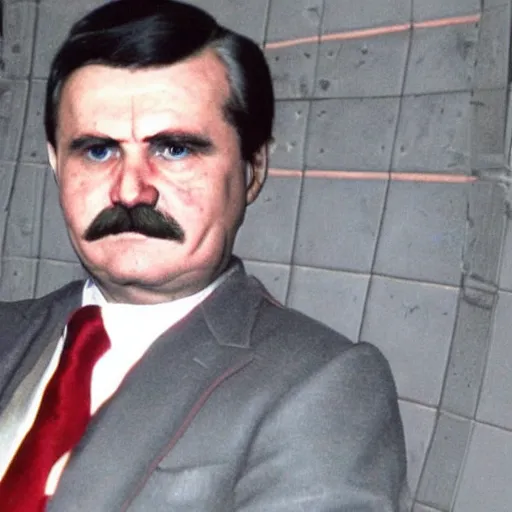 Image similar to young Lech Wałęsa as a game character in metro 2033