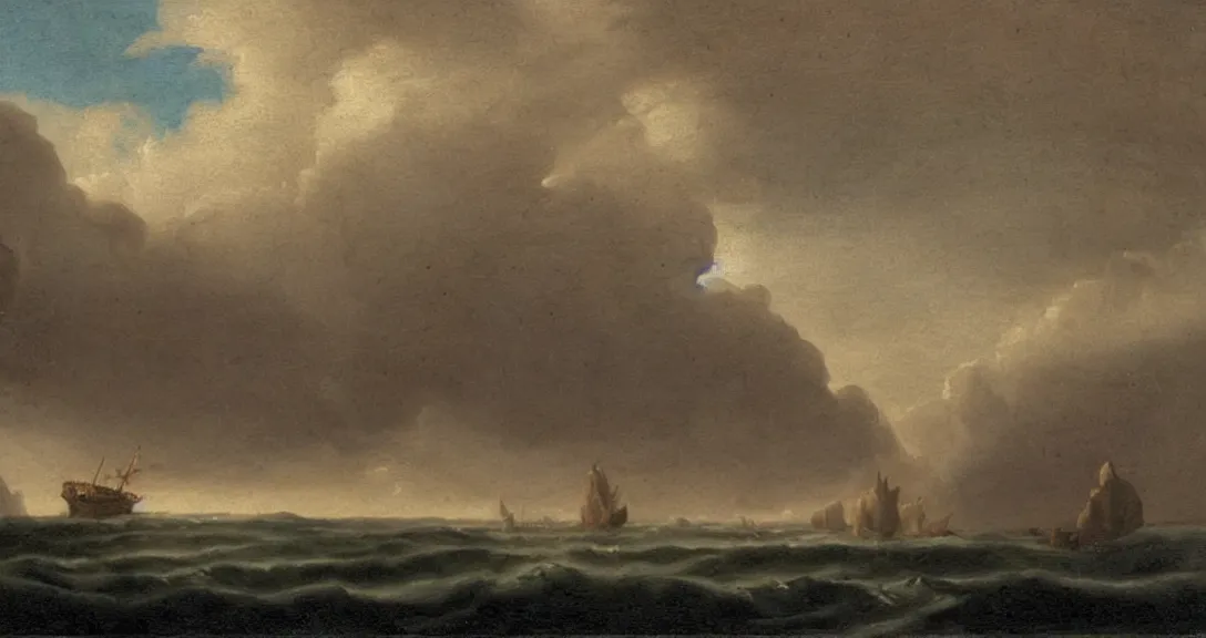 Image similar to an 1 8 th century! landscape painting of ship rock!!! moody! impressive! majestic, by carlos de haes!!!