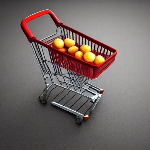 Image similar to a photo realistic battered shopping cart