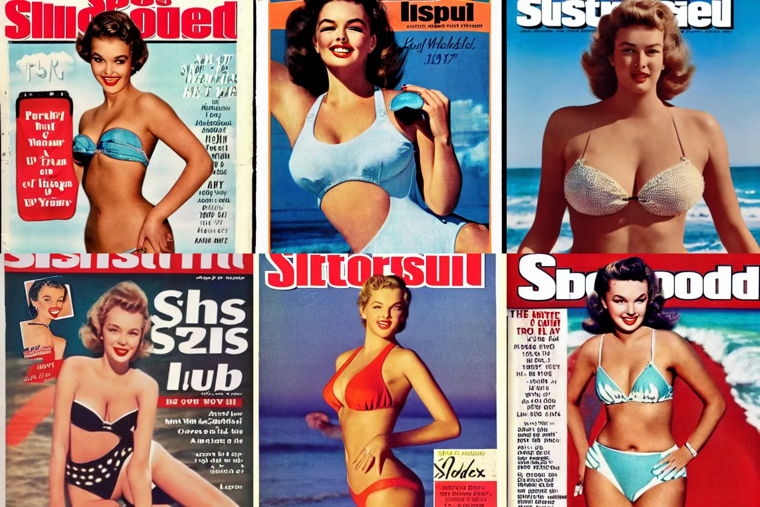 Prompt: The Sports Illustrated Swimsuit cover from 1955