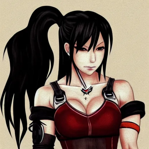 Image similar to high quality art of tifa lockhart with tattoos, trending on artstation