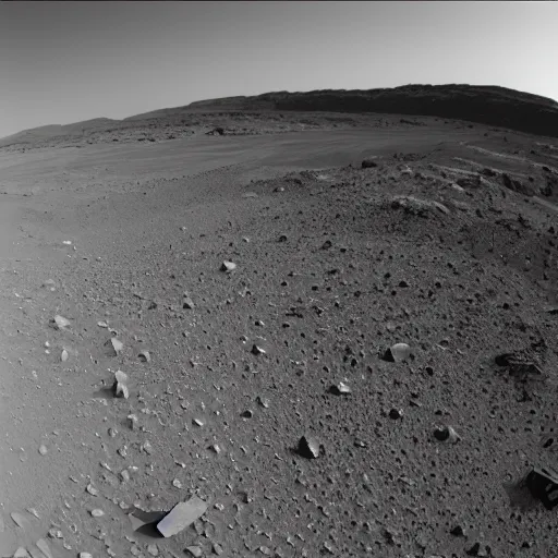 Prompt: unsettling spooky grey mars rover footage