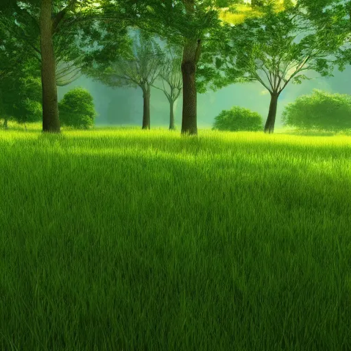 Image similar to beautiful green meadow, in the style of anessa silzer on artstation and salva gomez on artstation, 4 k,