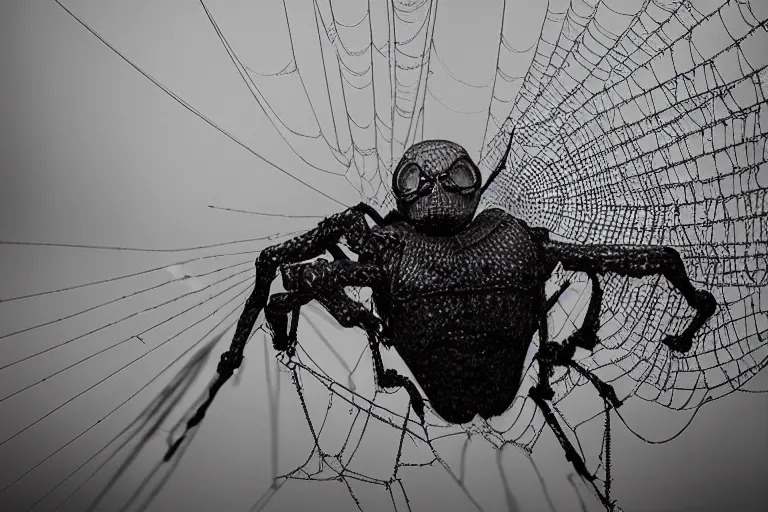 Image similar to portrait of a dusty armored skeleton covered in spiderwebs By Emmanuel Lubezki