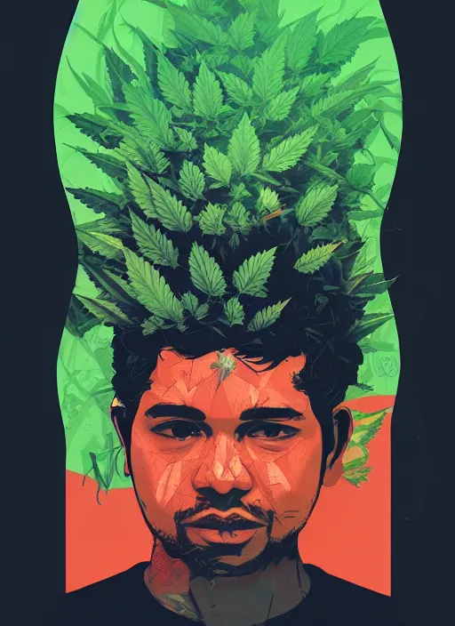 Image similar to profile picture by sachin teng x supreme, marijuana, organic painting, asymmetrical, green, marijuana smoke, matte paint, hard edges, energetic