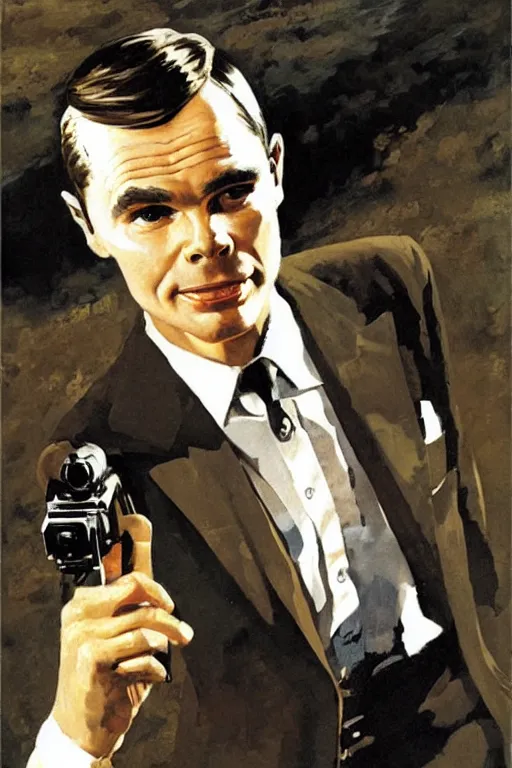 Image similar to portrait of alan turing as james bond, by robert mcginnis