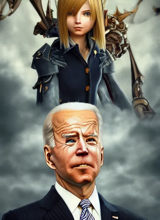 Image similar to a full portrait photo of biden in final fantasy ix style, f / 2 2, 3 5 mm, 2 7 0 0 k, lighting, perfect faces, award winning photography.