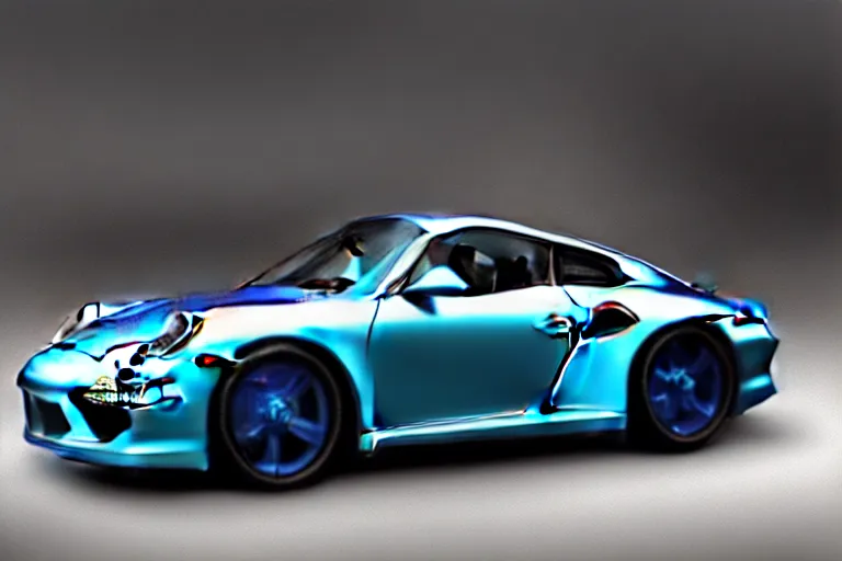 Image similar to iridescent Porsche 911, by Thomas Kincade, Richard Sigamani, 8k photorealistic, HD, high details, concept art, trending on artstation