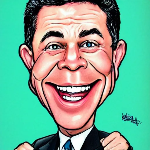 Image similar to a caricature portrait of Mark Walberg drawn by Mort Drucker Mad Magazine