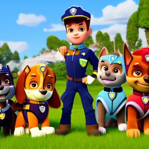 Image similar to Pawpatrol as Humans 4K ultra realistic artstationHD.