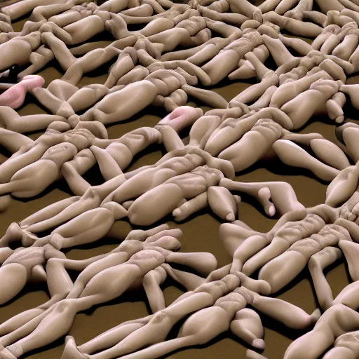 Prompt: a mass of human legs inspired by scp