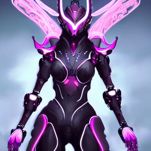 Image similar to highly detailed exquisite fanart, of a beautiful female warframe, but as a cute anthropomorphic robot dragon, glowing eyes and robot dragon head, off-white plated armor, bright Fuchsia skin, elegant pose, full body shot, epic cinematic shot, realistic, professional digital art, high end digital art, sci fi, DeviantArt, artstation, Furaffinity, 8k HD render, epic lighting, depth of field