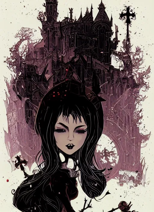 Image similar to beautifull gothic maiden, cute face. dark fantasy, d & d, artstation, art by petros afshar, tom whalen, laurie greasley and greg rutkowski and ilya kuvshinov