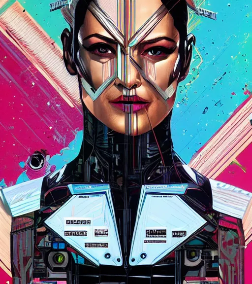 Image similar to portrait of an android, by MARVEL comics and Sandra Chevrier