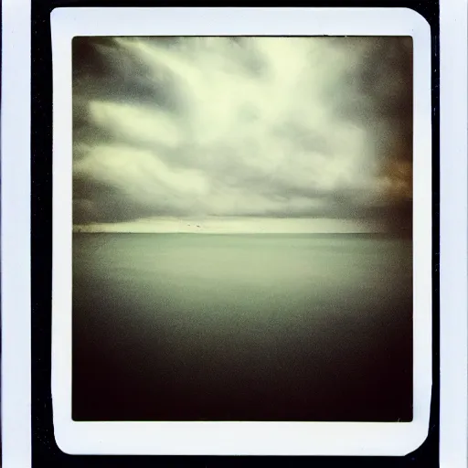 Prompt: a perfect storm, taken on a polaroid camera