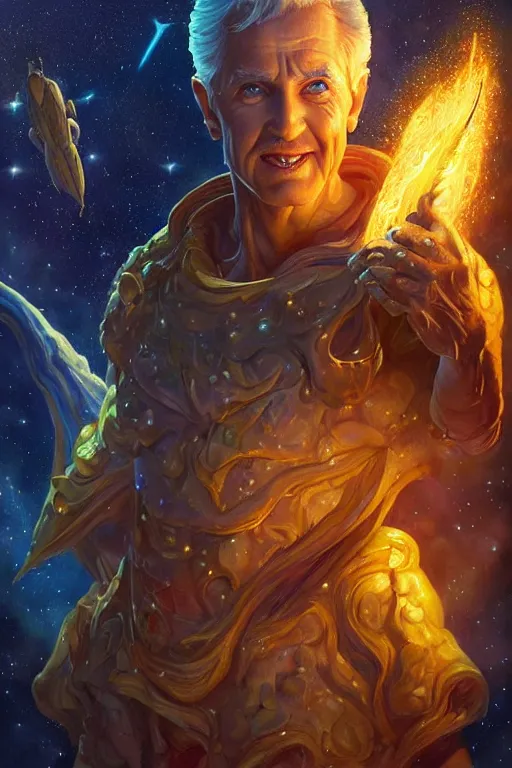 Image similar to beautiful oil painting with high detail of a wise Space ent(Winking) made of stars and plasma, hybrid from dungeons and dragons and art direction by James Cameron ;by artgerm; wayne reynolds art station; cinematic quality character render; low angle; ultra high quality model; production quality cinema model