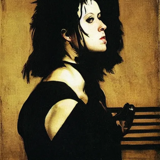 Prompt: Brody Dalle playing electric guitar by Caravaggio, masterpiece