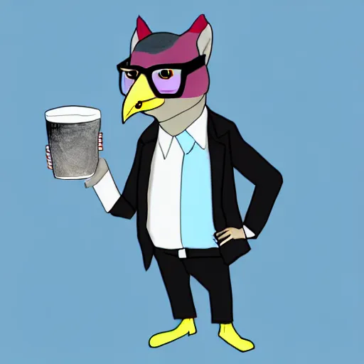 Prompt: john oliver as a bird fursona, furry, digital art