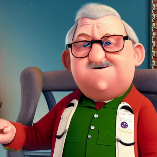 Prompt: hyperrealistic image of carl fredrickson from up