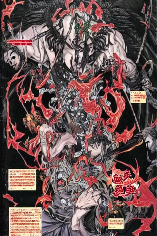 Image similar to 中 元 节, 中 国 鬼 节, king of hell, comic book page