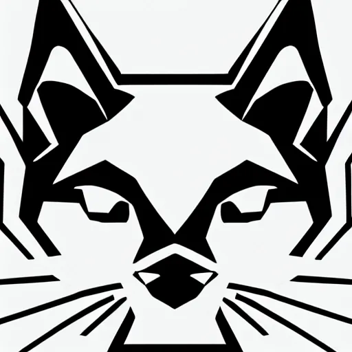 Prompt: geometric cat ,openwork, black and white, white background , clipart