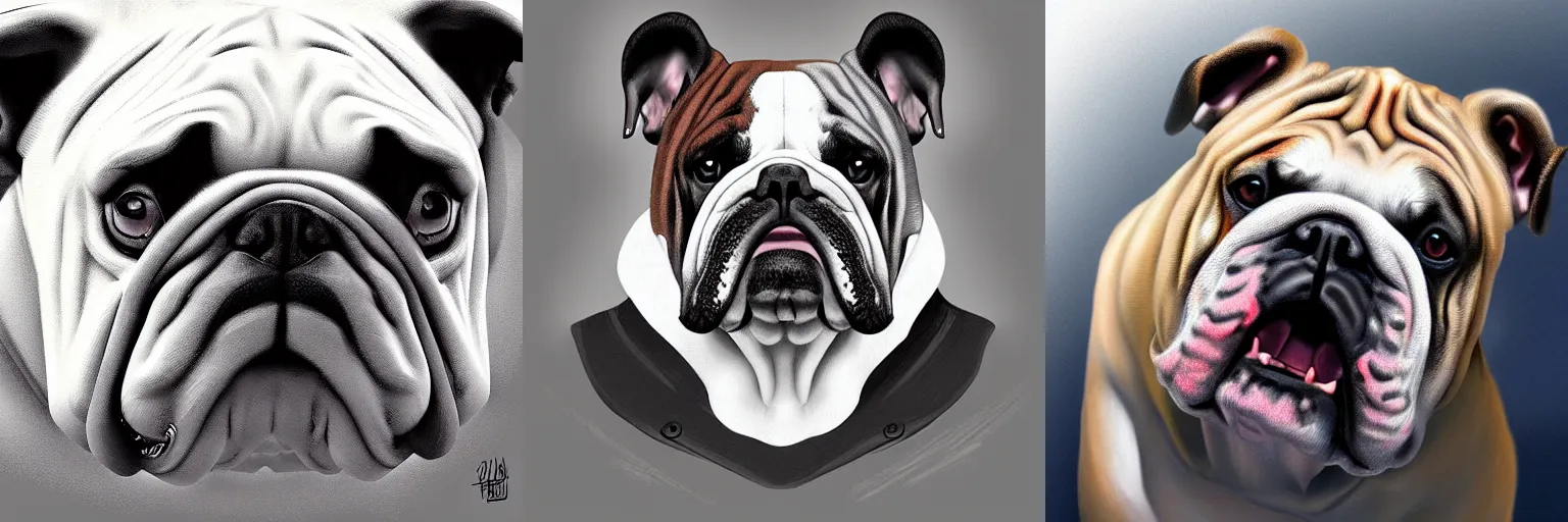 Prompt: bulldog, digital painting, artstation, concept art