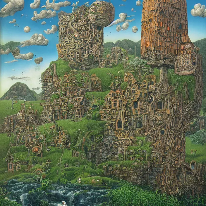 Image similar to a building in a landscape, by jacek yerka