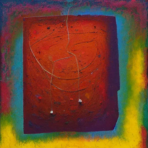 Image similar to an impasto painting by shaun tan of an abstract sculpture by the caretaker and john hoyland