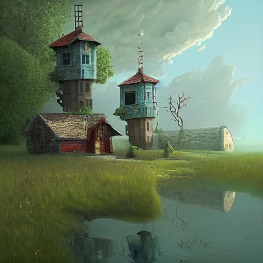 Image similar to an intriguing building in a beautiful landscape by gediminas pranckevicius