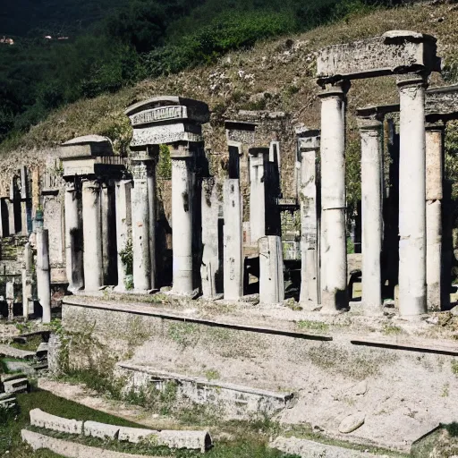 Image similar to Filmed photo of Rome necropolis, with japanese symbolic