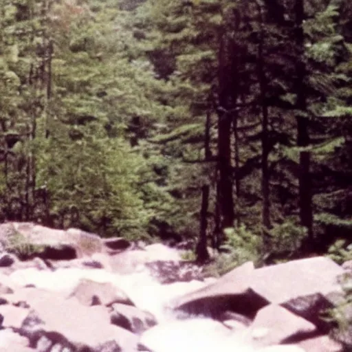 Image similar to a screen capture of found footage video left behind by a missing hiker in 1 9 8 6