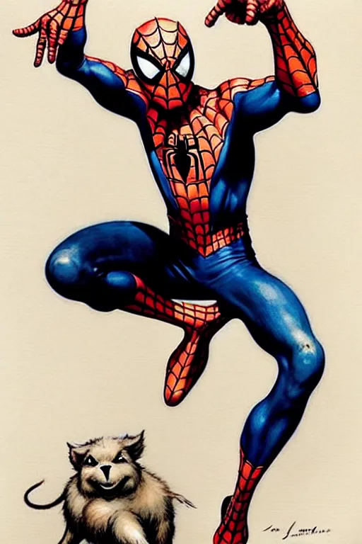 Prompt: (((((1950s spiderman))))) by Jean-Baptiste Monge !!!!!!!!!!!!!!!!!!!!!!!!!!!