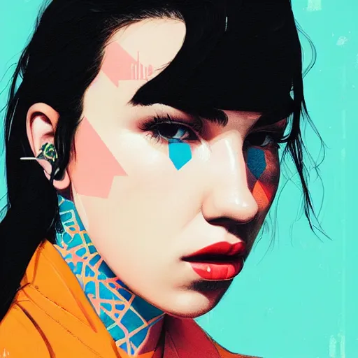 Prompt: Dua Lipa profile picture by Sachin Teng, asymmetrical, Organic Painting , Matte Painting, geometric shapes, hard edges, graffiti, street art:2 by Sachin Teng:4