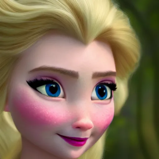 Image similar to Elsa from Frozen as real cute girl photorealistic style