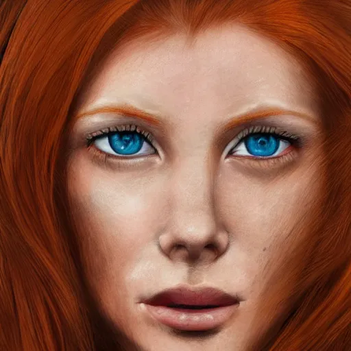 Image similar to portrait of ginger hair woman detailed face, detailed 8 k